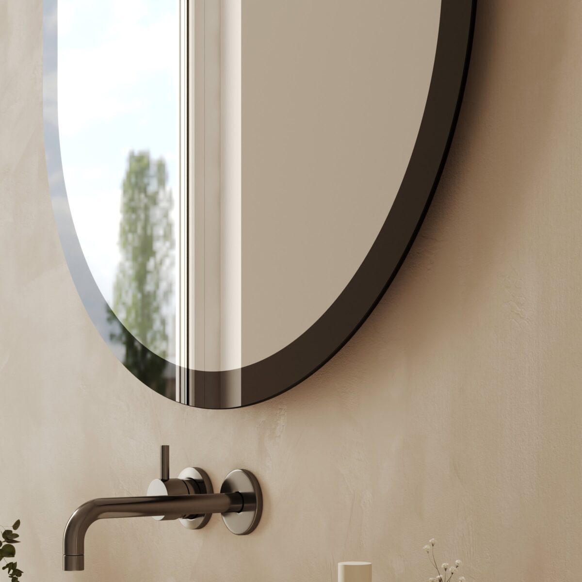 Badspiegel abgerundet mit Rahmen aus Glas - Cristal – Bild 3