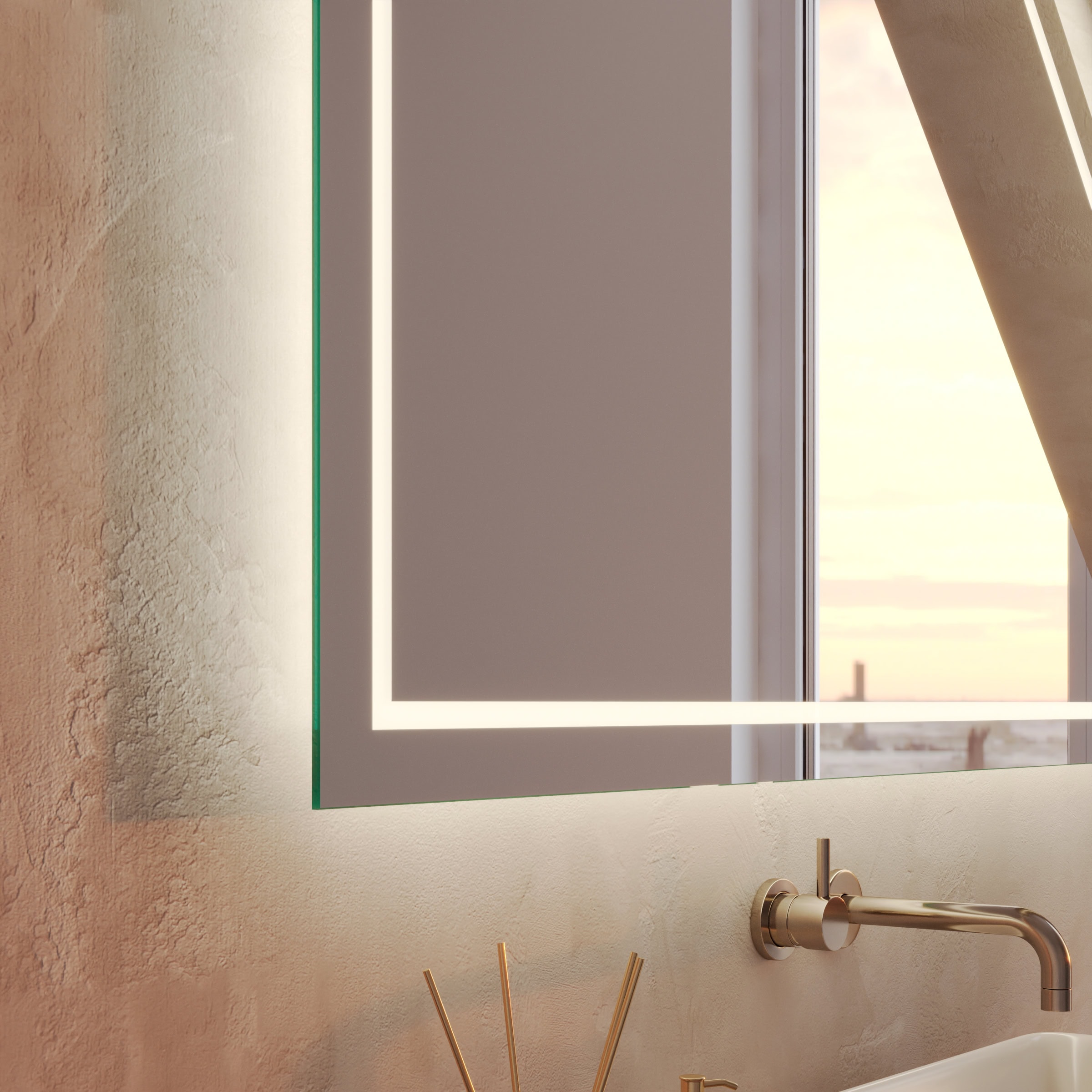 Badspiegel für Dachschräge mit Beleuchtung - Modena rundherum – Bild 3