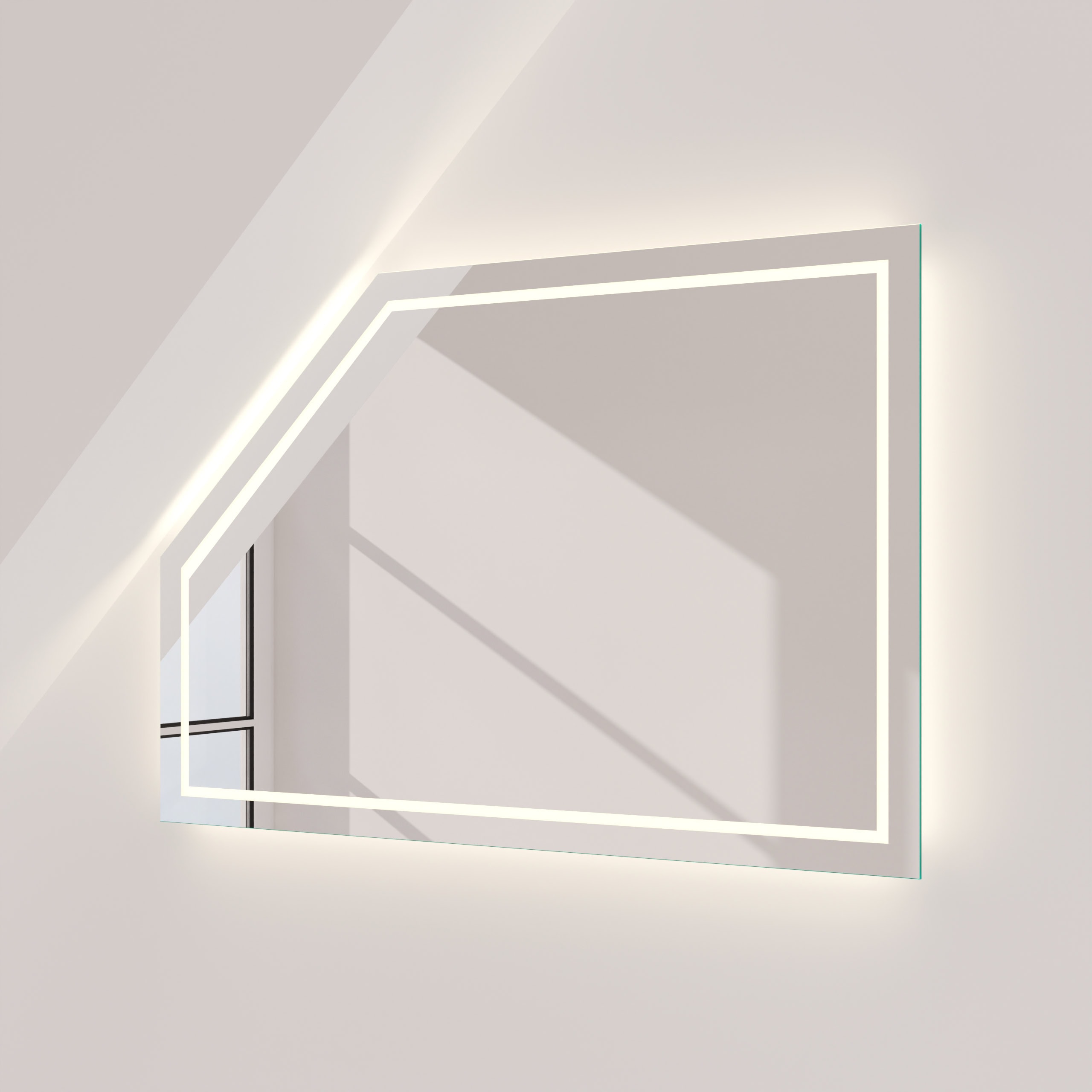 Badspiegel für Dachschräge mit Beleuchtung - Modena rundherum – Bild 4