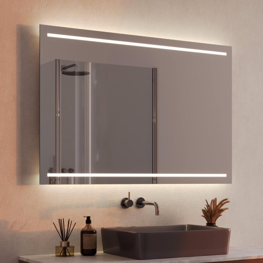 Badspiegel mit Beleuchtung - Modena oben unten
