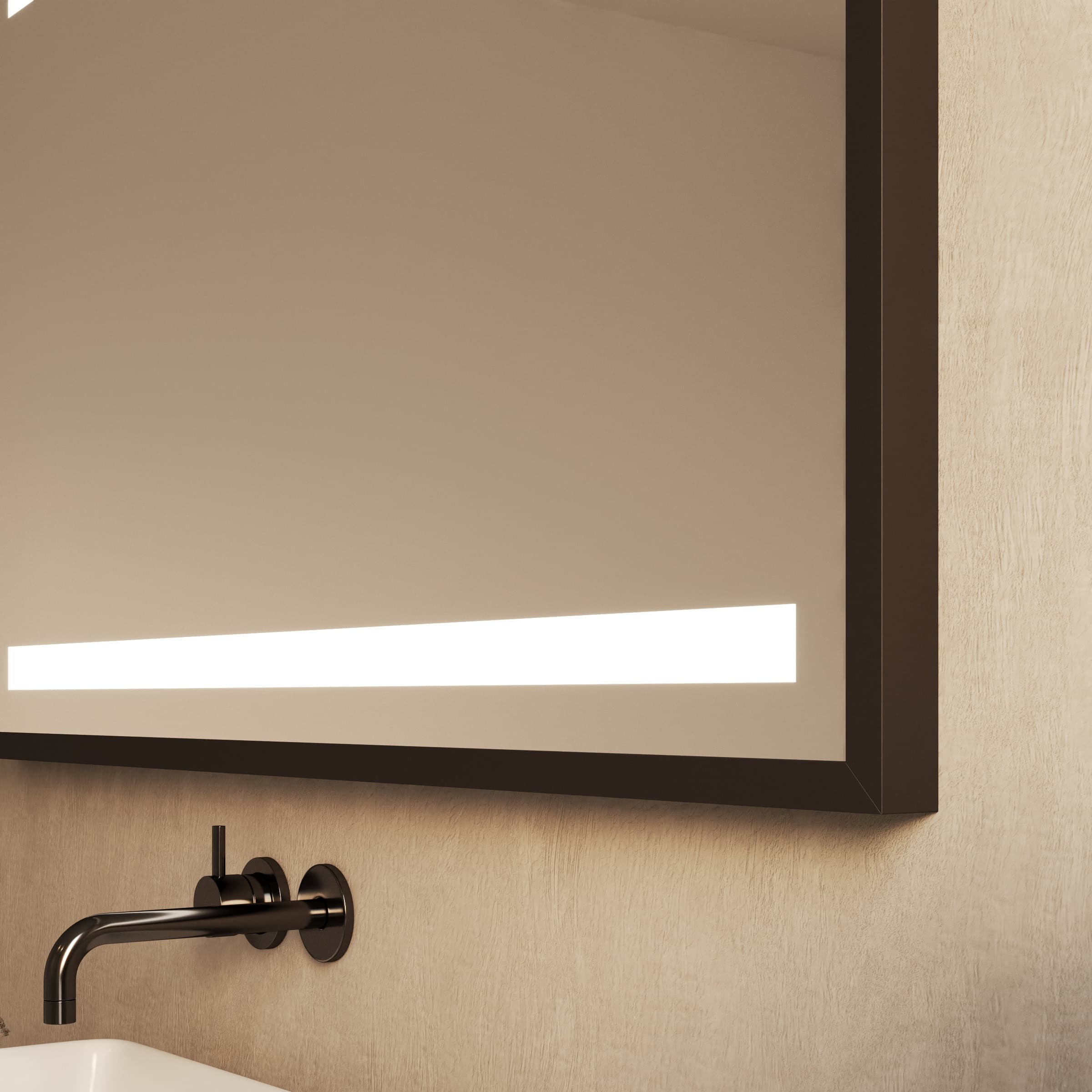 Badspiegel mit Rahmen und Beleuchtung - Noela oben unten – Bild 3