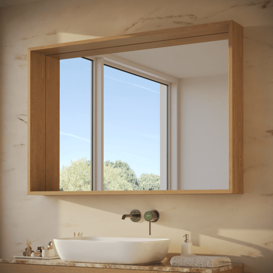 Badspiegel mit tiefem Holzrahmen - Lenora