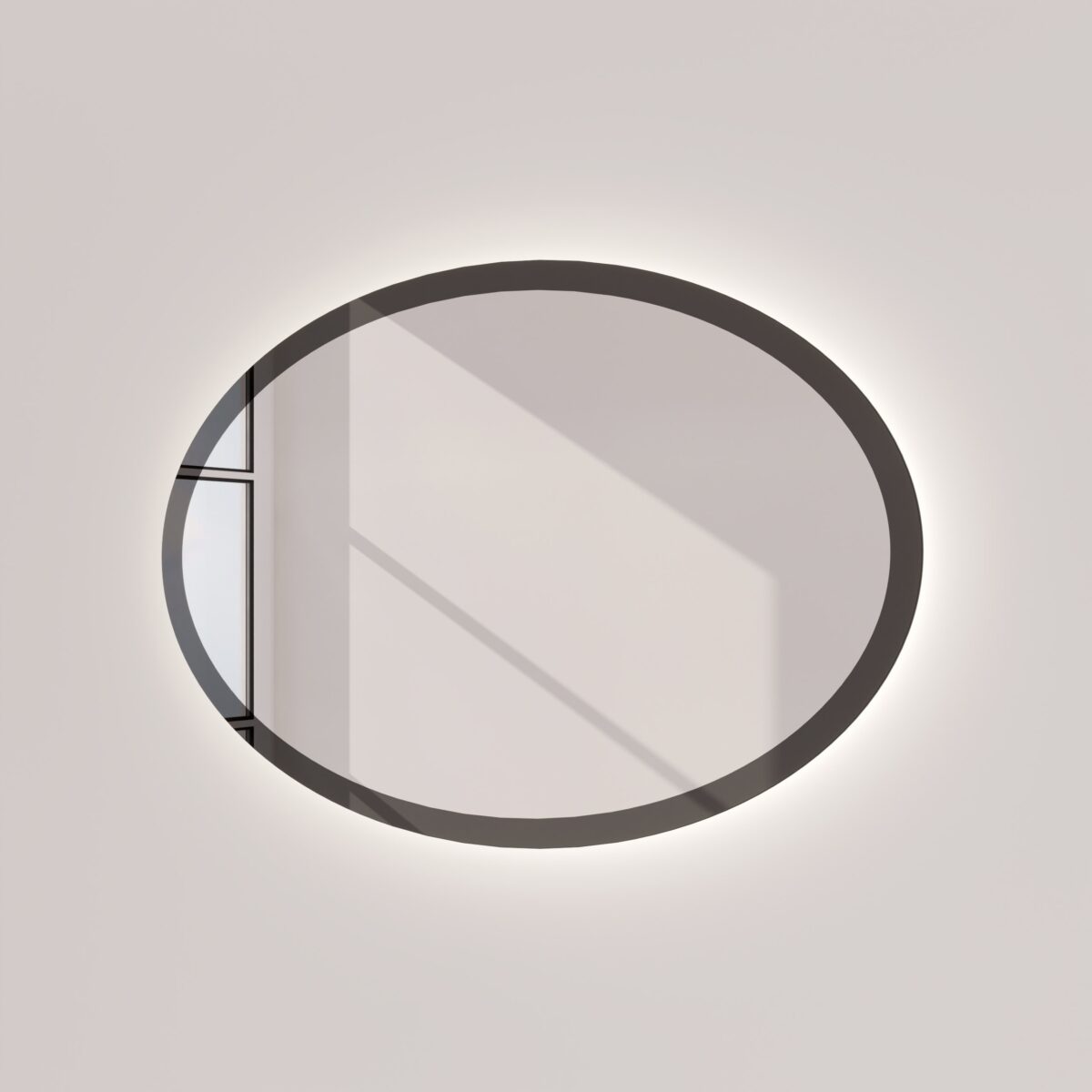 Badspiegel oval mit Rahmen aus Glas und Hintergrundbeleuchtung - Aurea rundherum – Bild 4