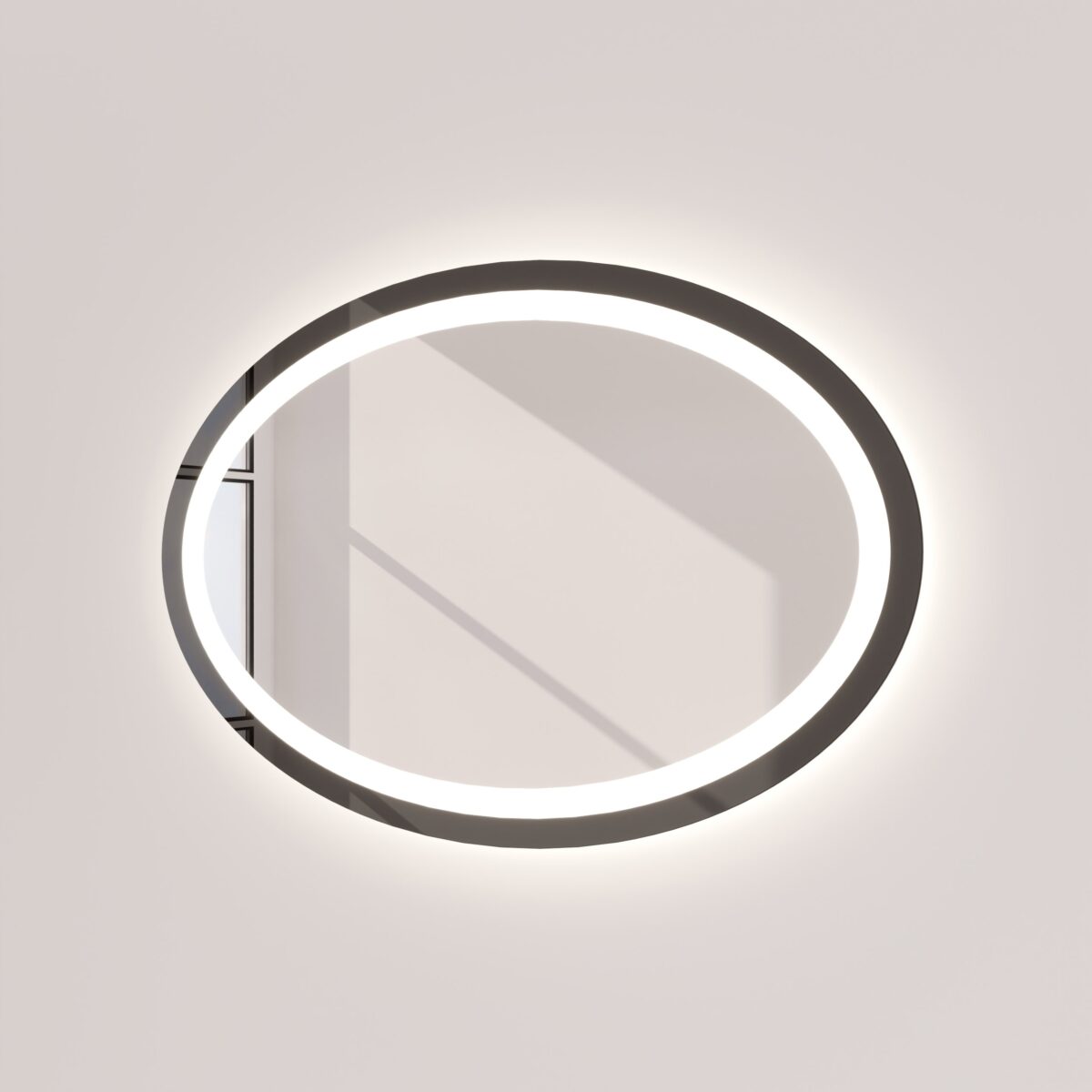 Badspiegel oval mit Rahmen aus Glas und Beleuchtung - Noemi rundherum – Bild 4