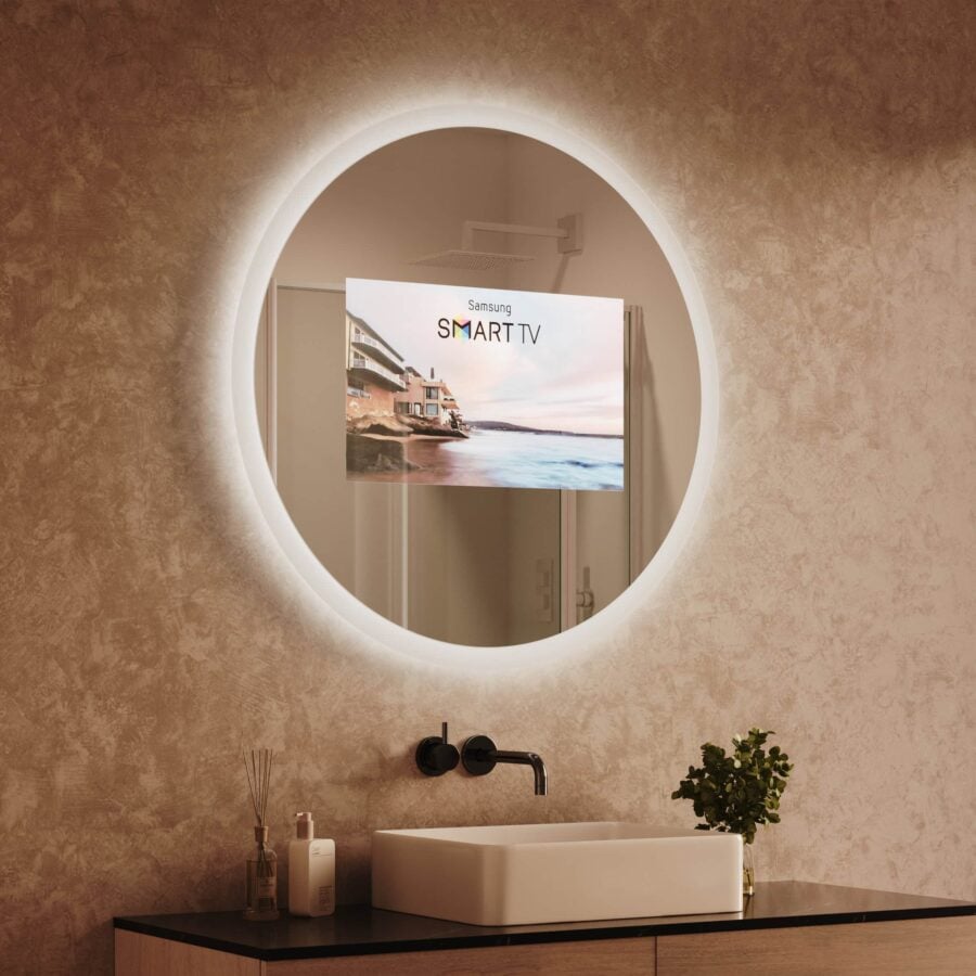 Runder TV Spiegel mit Beleuchtung - Noemi rundherum