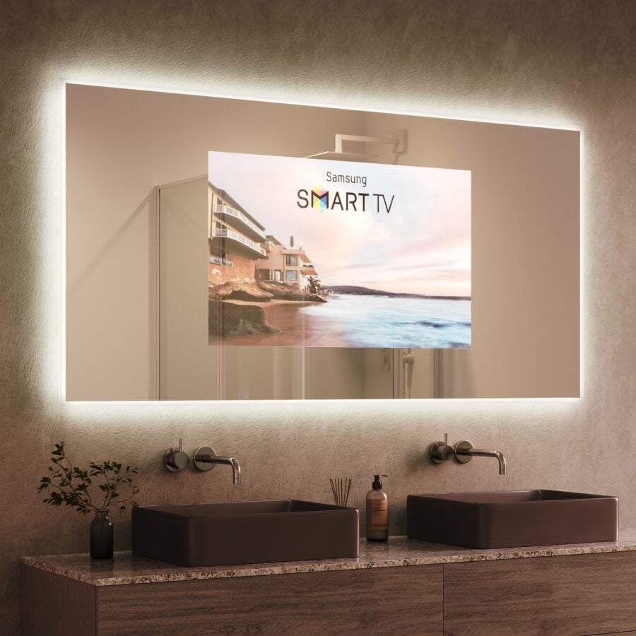 Runder TV Spiegel mit Beleuchtung - Siena rundherum