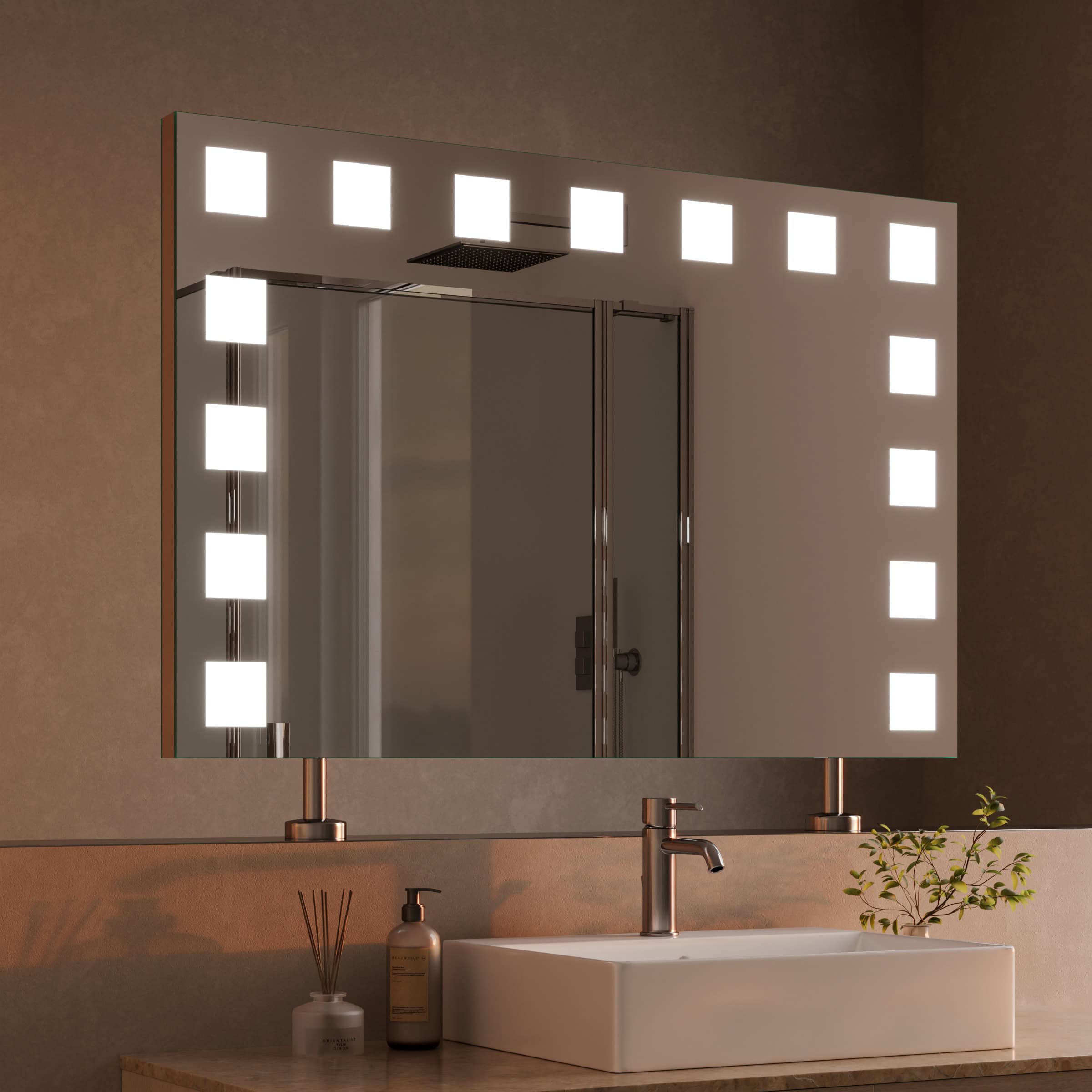 Spiegel Raumteiler mit Beleuchtung - Hollywood Dice links oben rechts