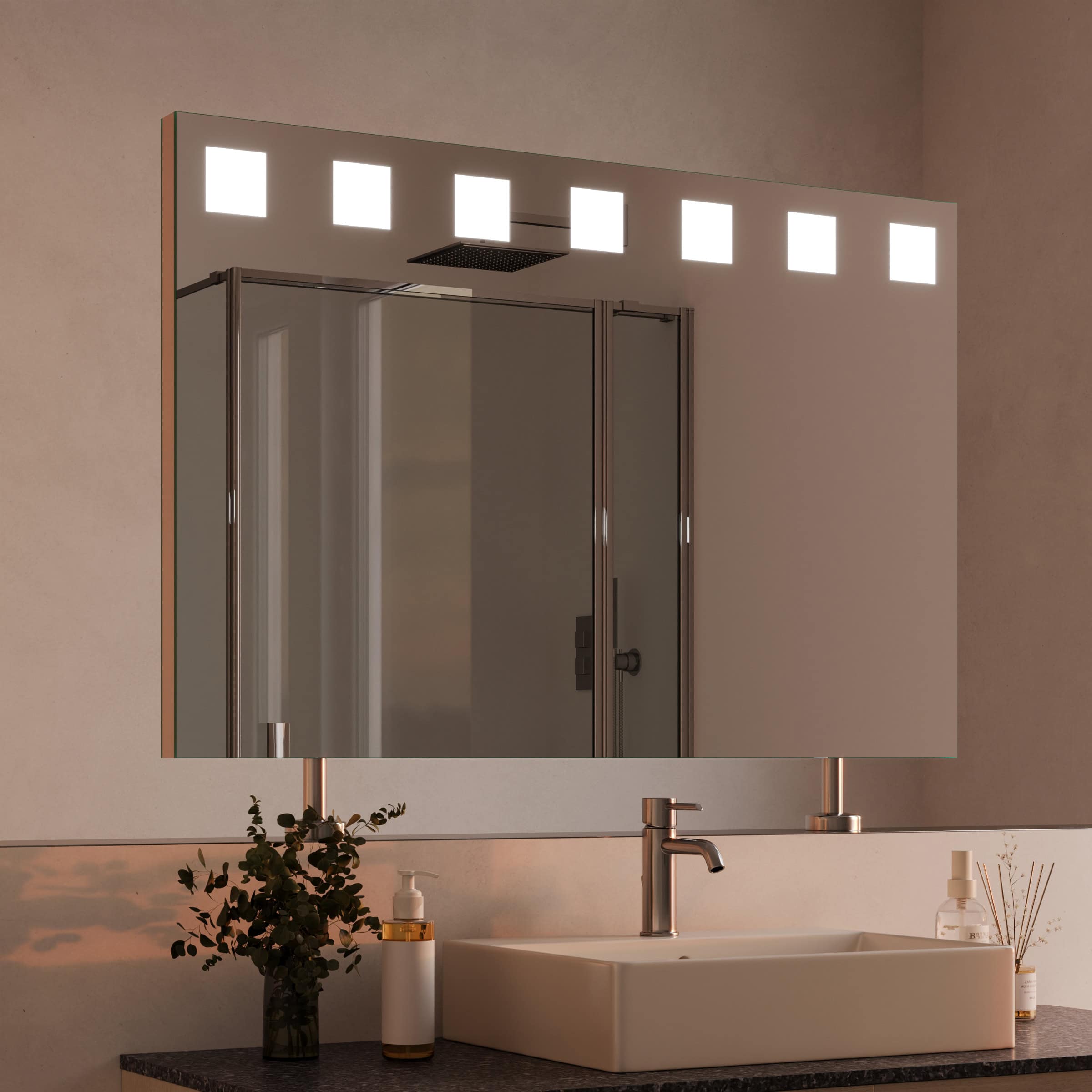 Spiegel Raumteiler mit Beleuchtung - Hollywood Dice oben