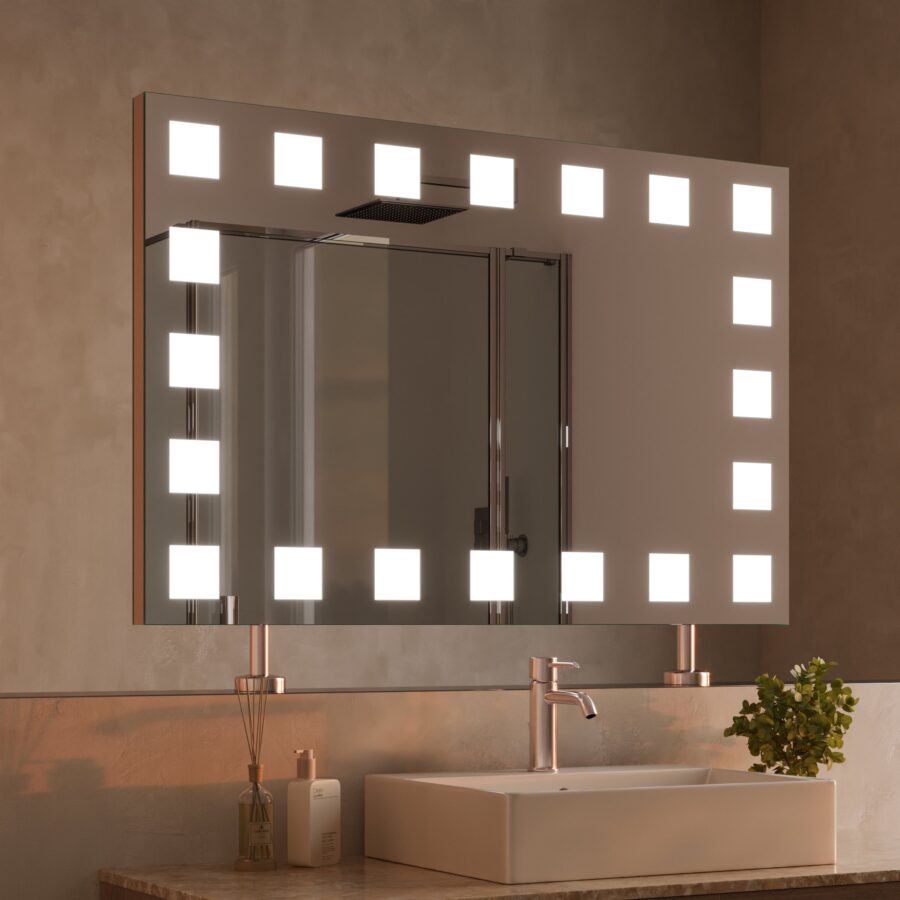 Spiegel Raumteiler mit Beleuchtung - Hollywood Dice rundherum