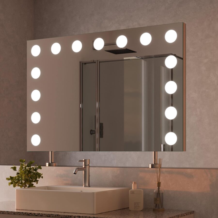 Spiegel Raumteiler mit Beleuchtung - Hollywood links oben rechts