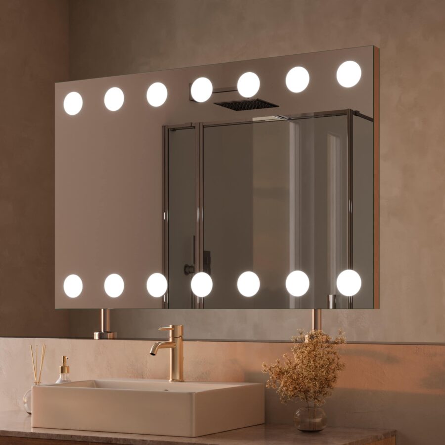 Spiegel Raumteiler mit Beleuchtung - Hollywood oben unten