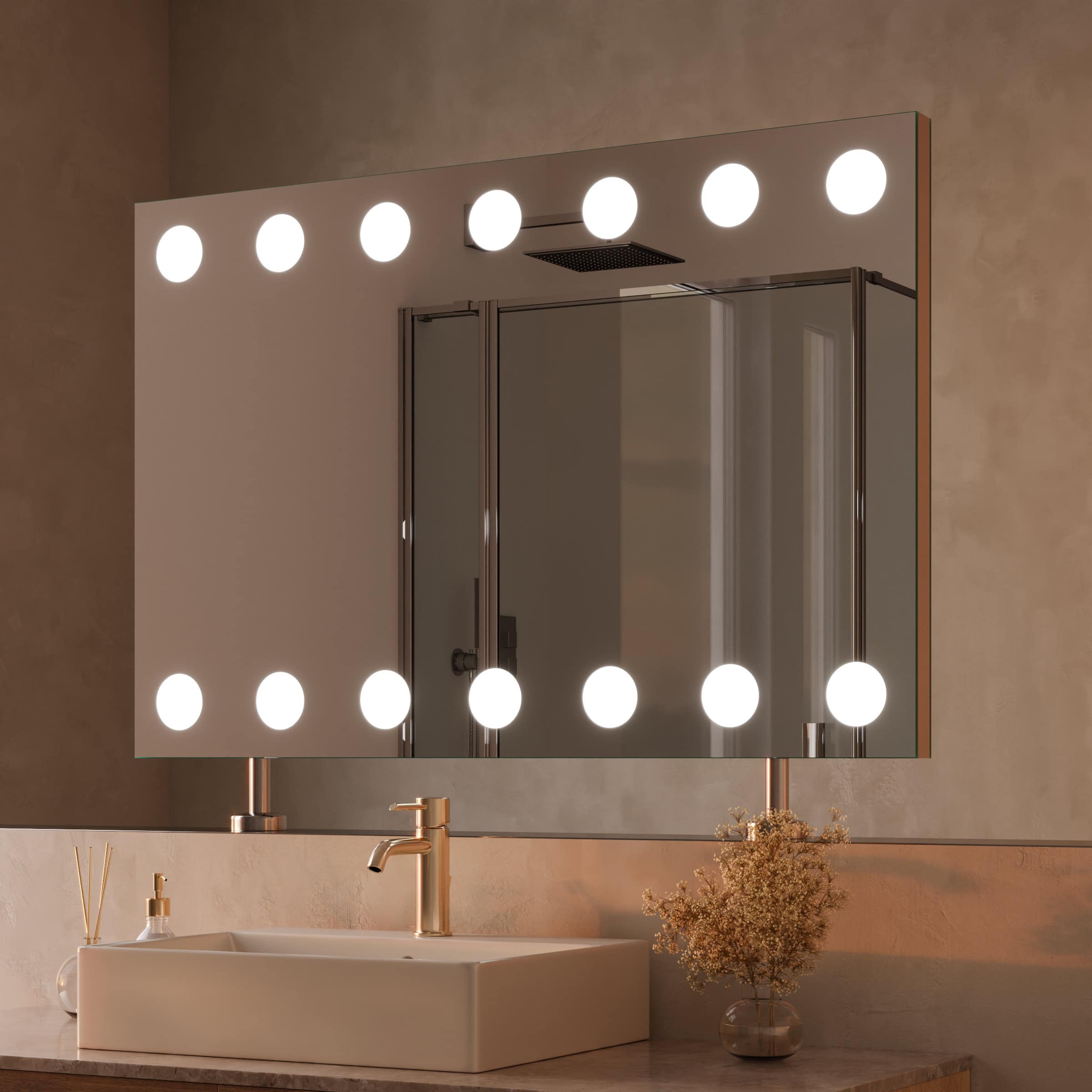 Spiegel Raumteiler mit Beleuchtung - Hollywood oben unten