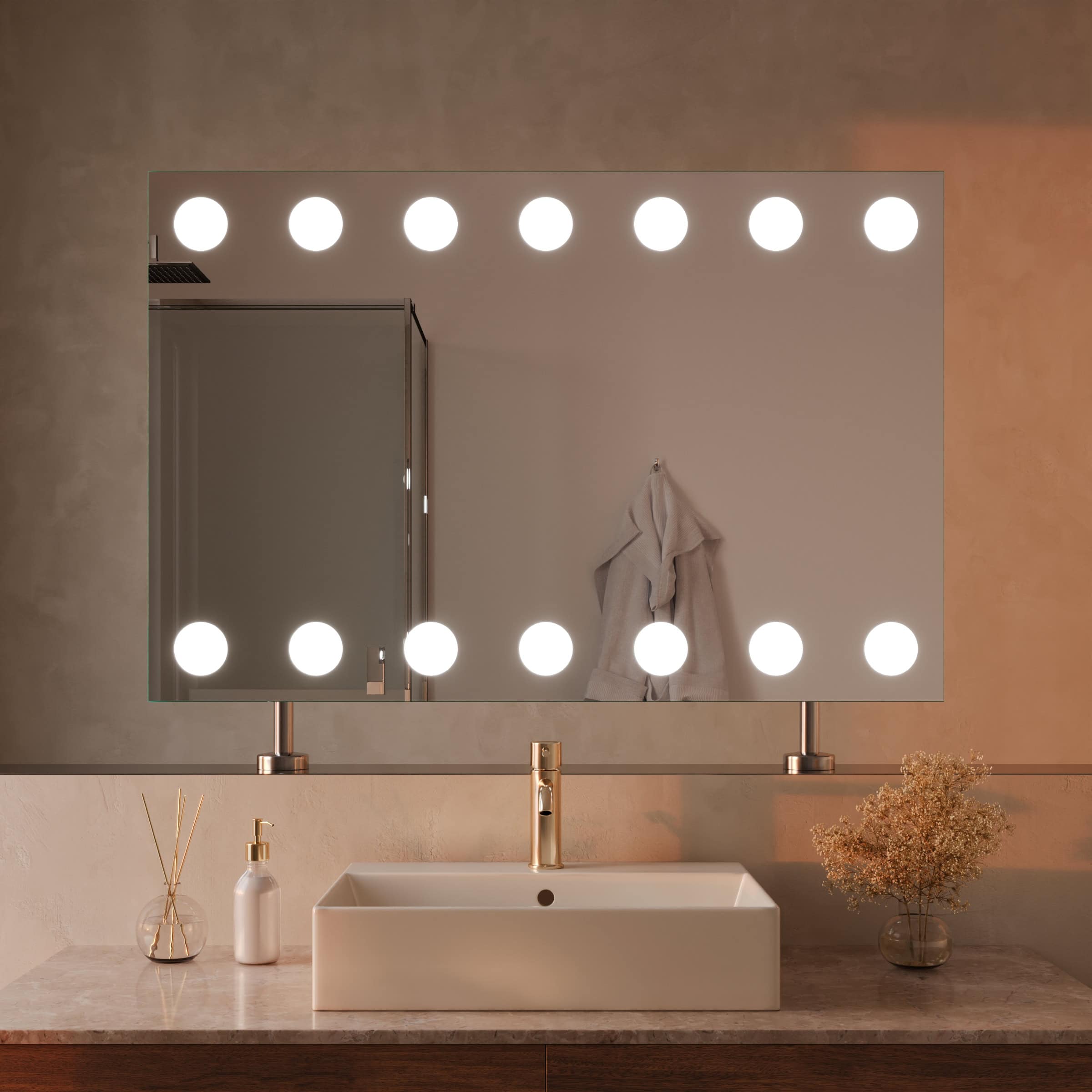 Spiegel Raumteiler mit Beleuchtung - Hollywood oben unten – Bild 2