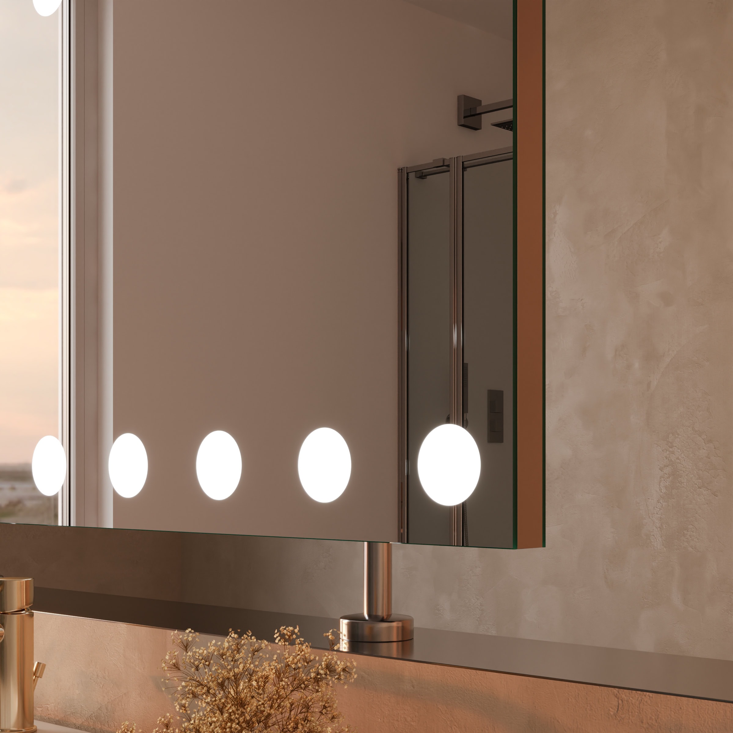 Spiegel Raumteiler mit Beleuchtung - Hollywood oben unten – Bild 3