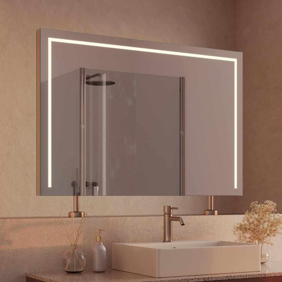 Spiegel Raumteiler mit Beleuchtung - Modena links oben rechts