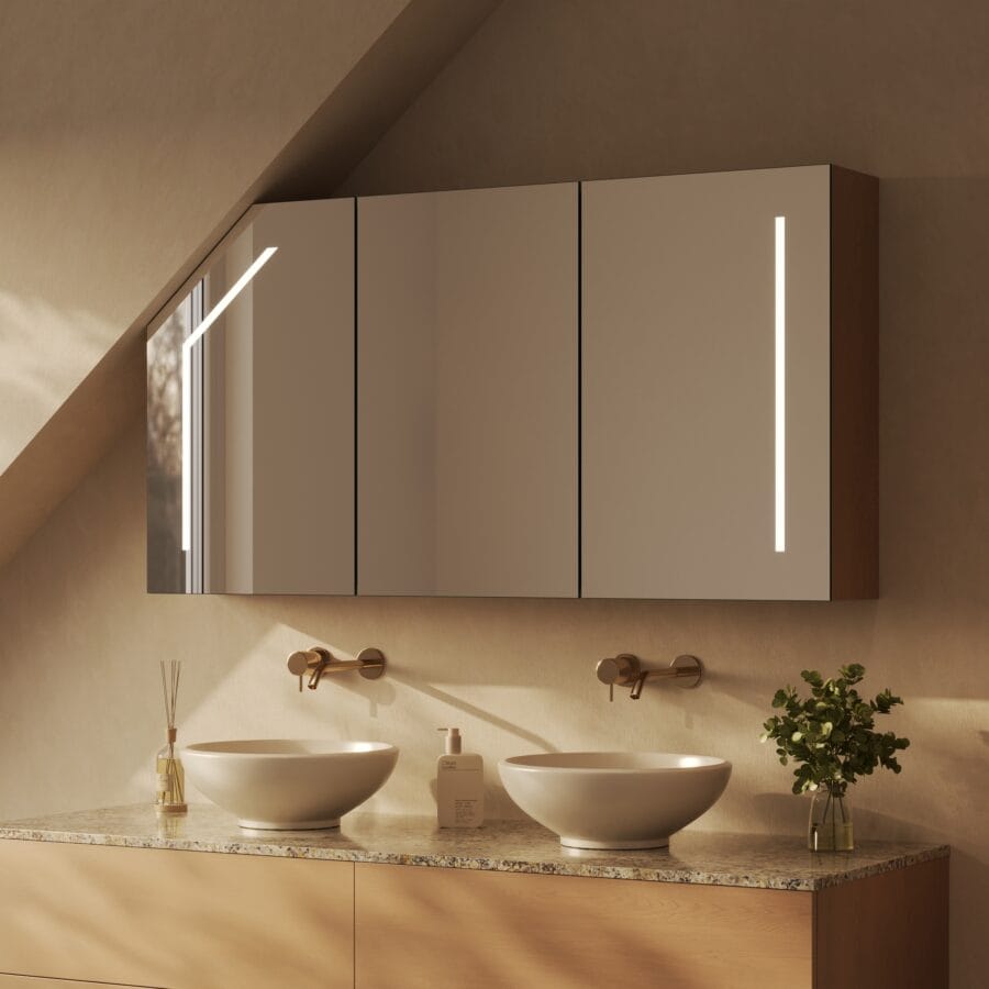 Spiegelschrank für Dachschräge mit Beleuchtung - Modena links rechts