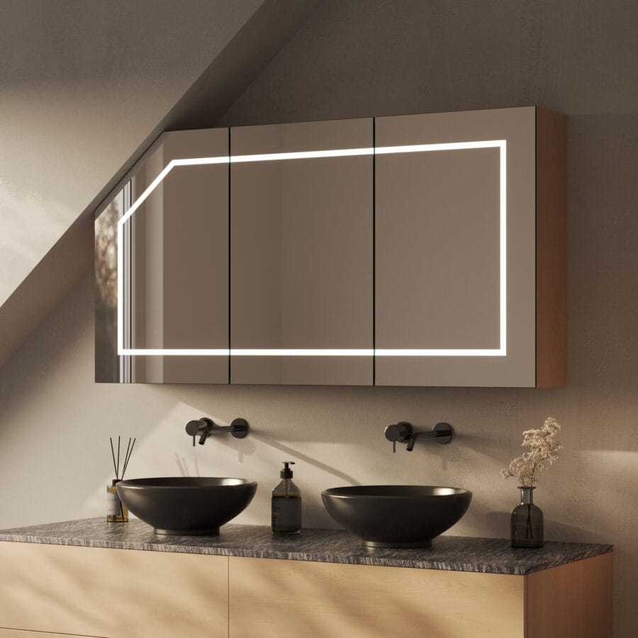 Spiegelschrank für Dachschräge mit Beleuchtung - Modena rundherum