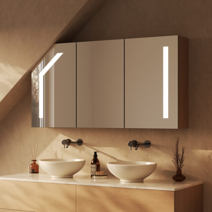 Spiegelschrank für Dachschräge mit Beleuchtung - Noera links rechts