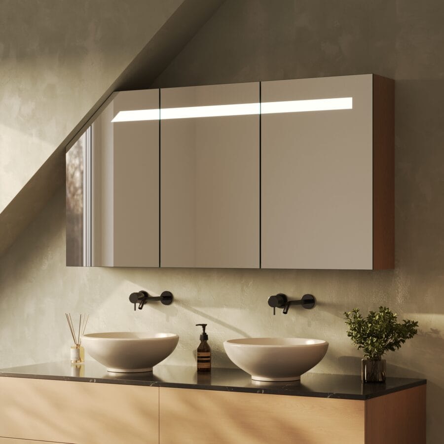 Spiegelschrank für Dachschräge mit Beleuchtung - Noera oben