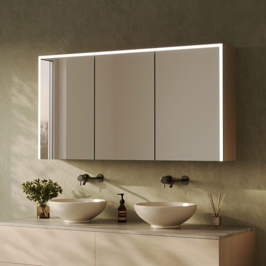 Spiegelschrank fürs Bad mit Beleuchtung - Lumira links oben rechts