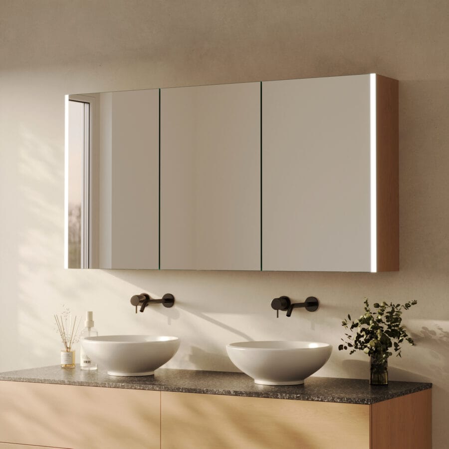 Spiegelschrank fürs Bad mit Beleuchtung - Lumira links rechts