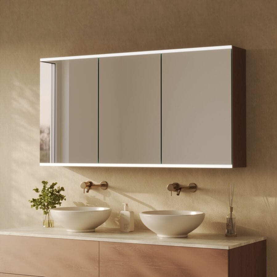 Spiegelschrank fürs Bad mit Beleuchtung - Lumira oben unten