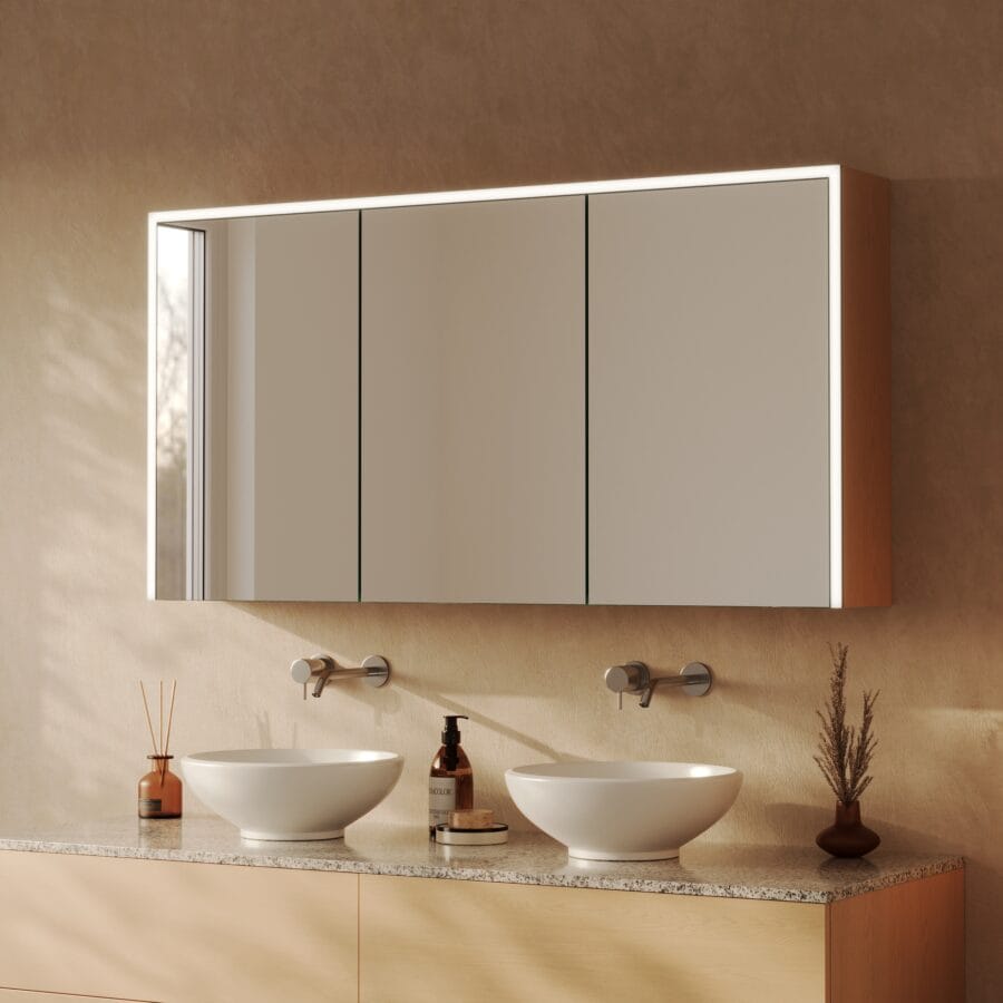 Spiegelschrank fürs Bad mit Beleuchtung - Lunara links oben rechts