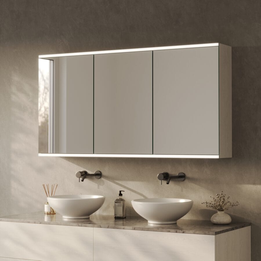 Spiegelschrank fürs Bad mit Beleuchtung - Lunara oben unten