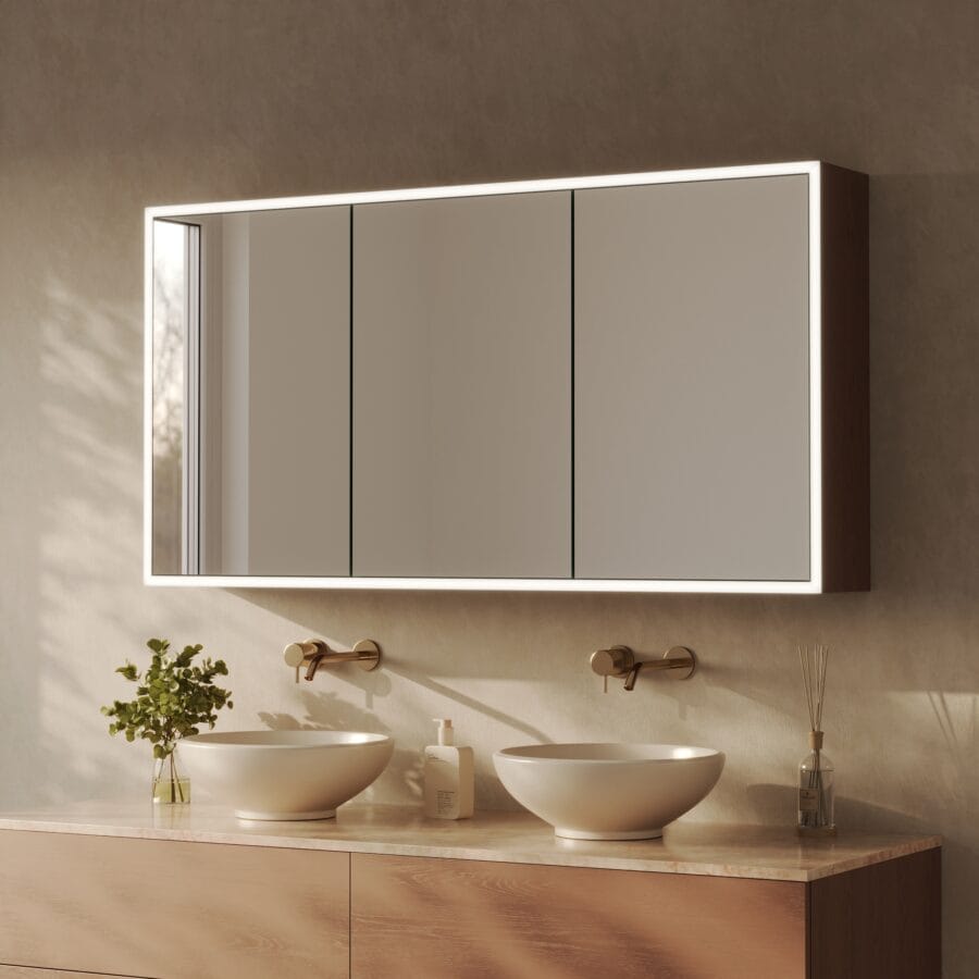 Spiegelschrank fürs Bad mit Beleuchtung - Lunara rundherum