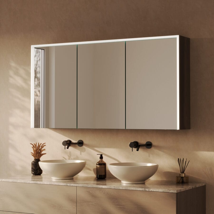 Spiegelschrank fürs Bad mit Beleuchtung - Luvera links oben rechts