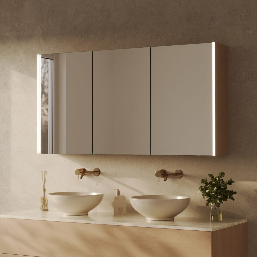 Spiegelschrank fürs Bad mit Beleuchtung - Luvera links rechts