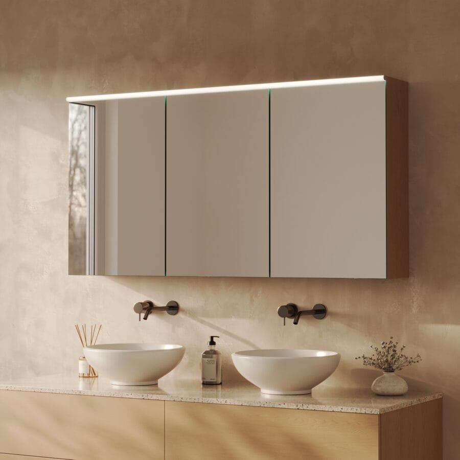 Spiegelschrank fürs Bad mit Beleuchtung - Luvera oben