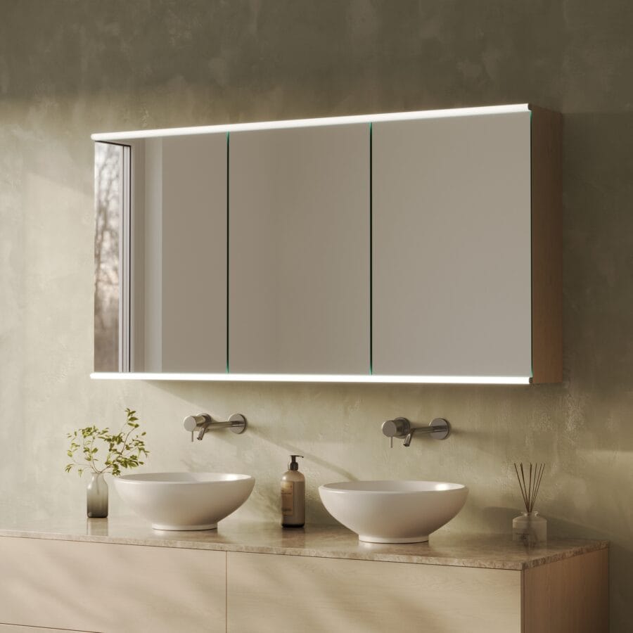 Spiegelschrank fürs Bad mit Beleuchtung - Luvera oben unten