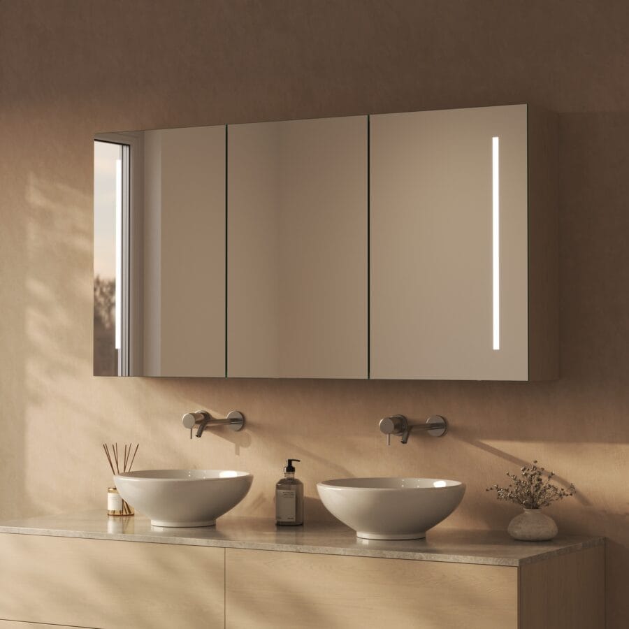 Spiegelschrank fürs Bad mit Beleuchtung - Modena links rechts