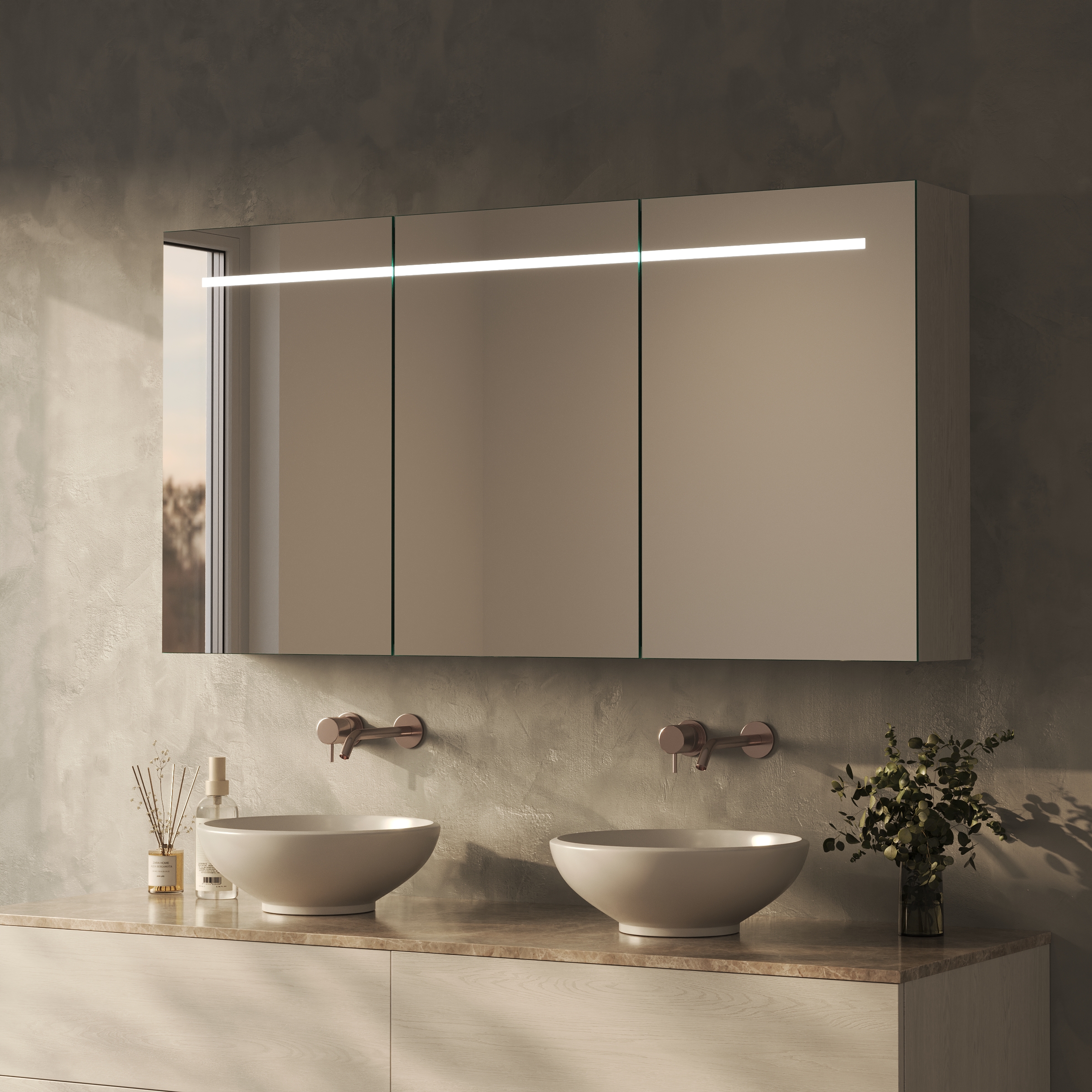 Spiegelschrank fürs Bad mit Beleuchtung - Modena oben
