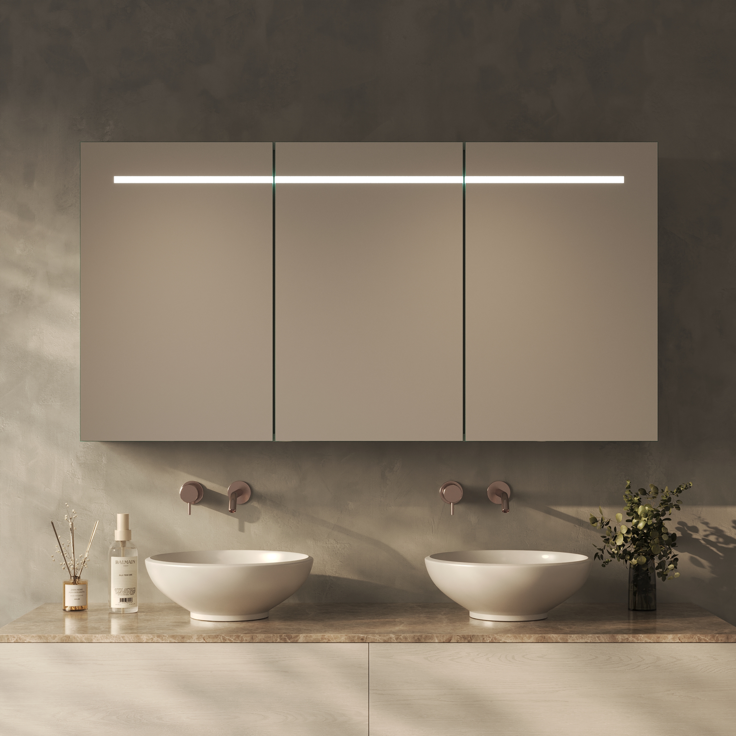 Spiegelschrank fürs Bad mit Beleuchtung - Modena oben – Bild 2