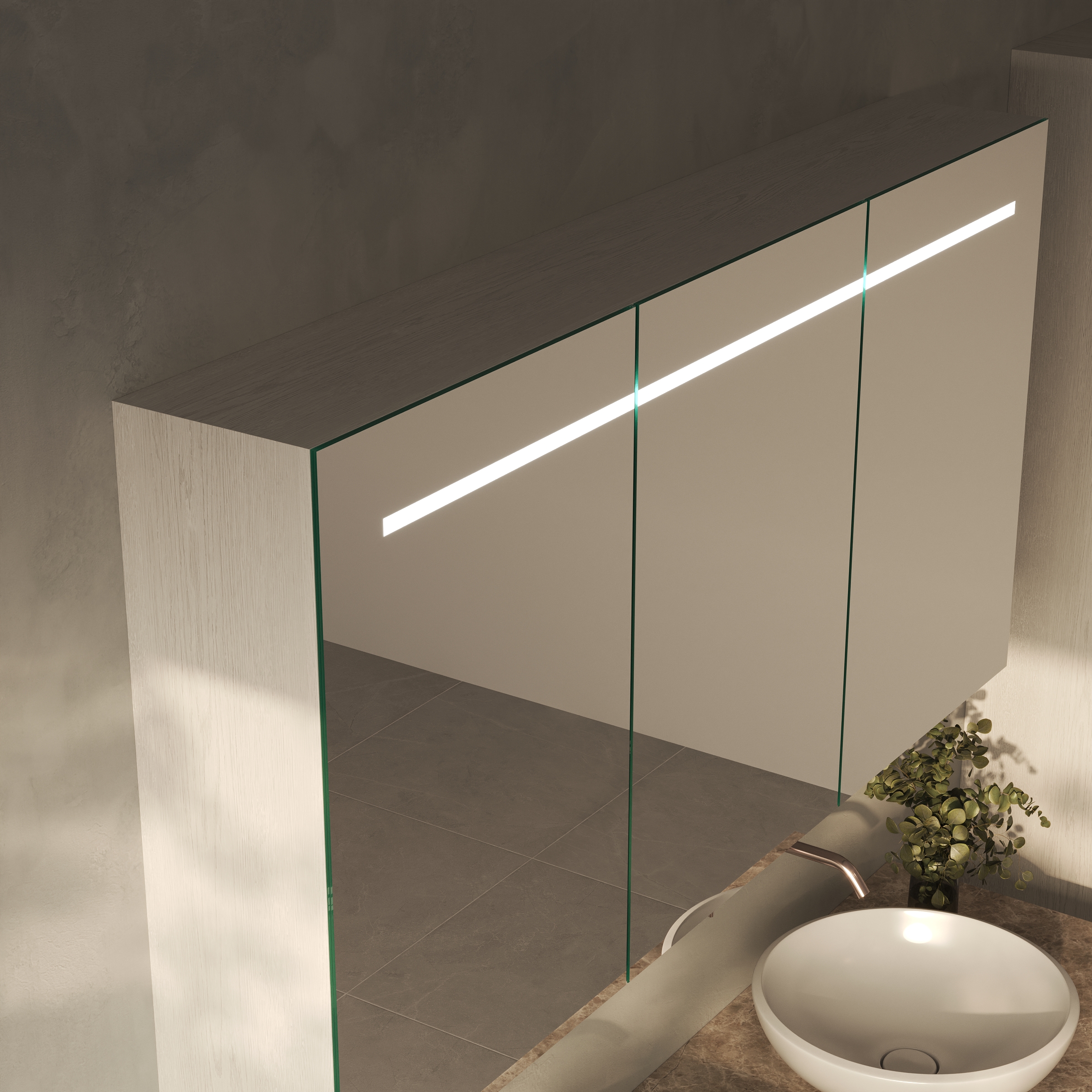 Spiegelschrank fürs Bad mit Beleuchtung - Modena oben – Bild 6
