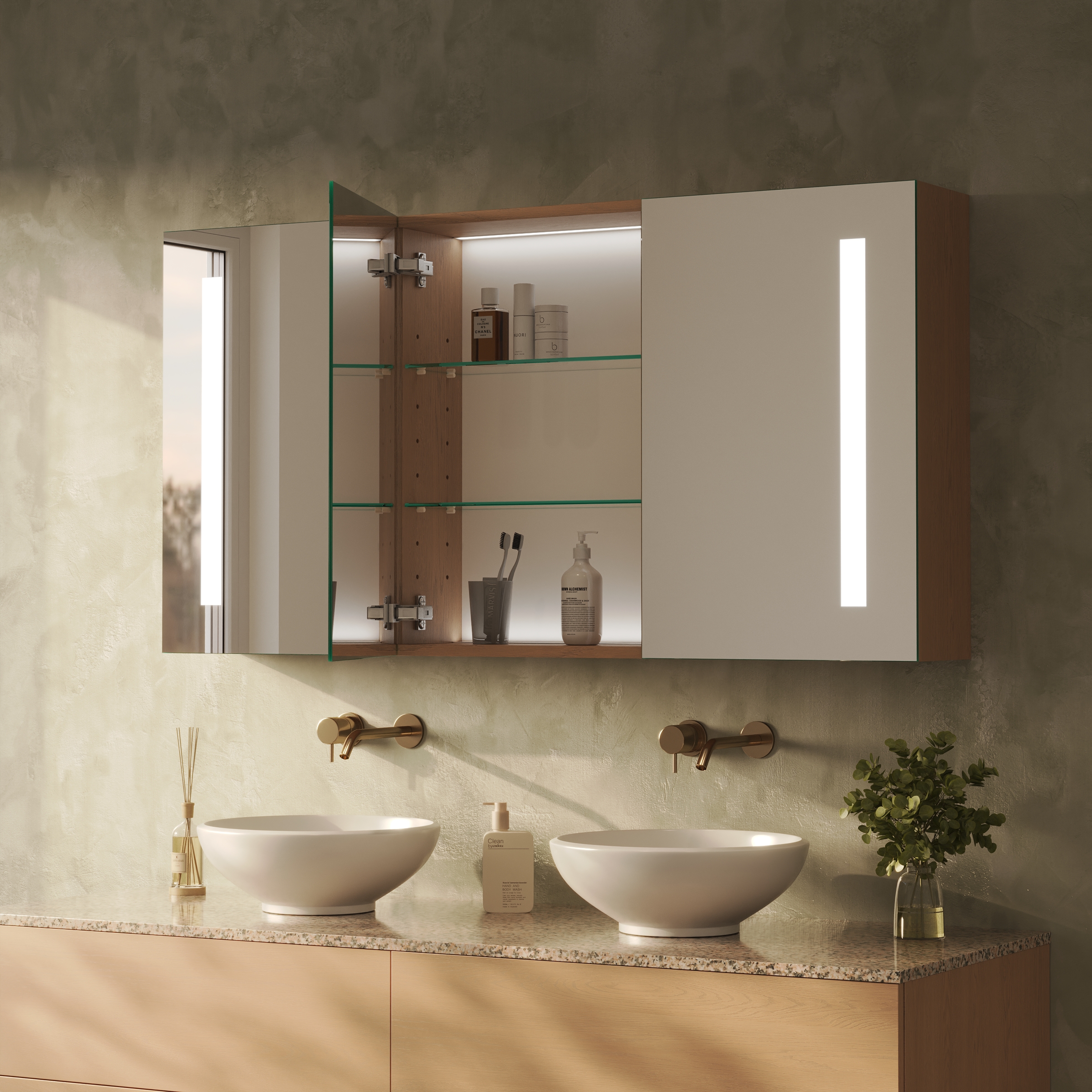 Spiegelschrank fürs Bad mit Beleuchtung - Noera links rechts – Bild 3