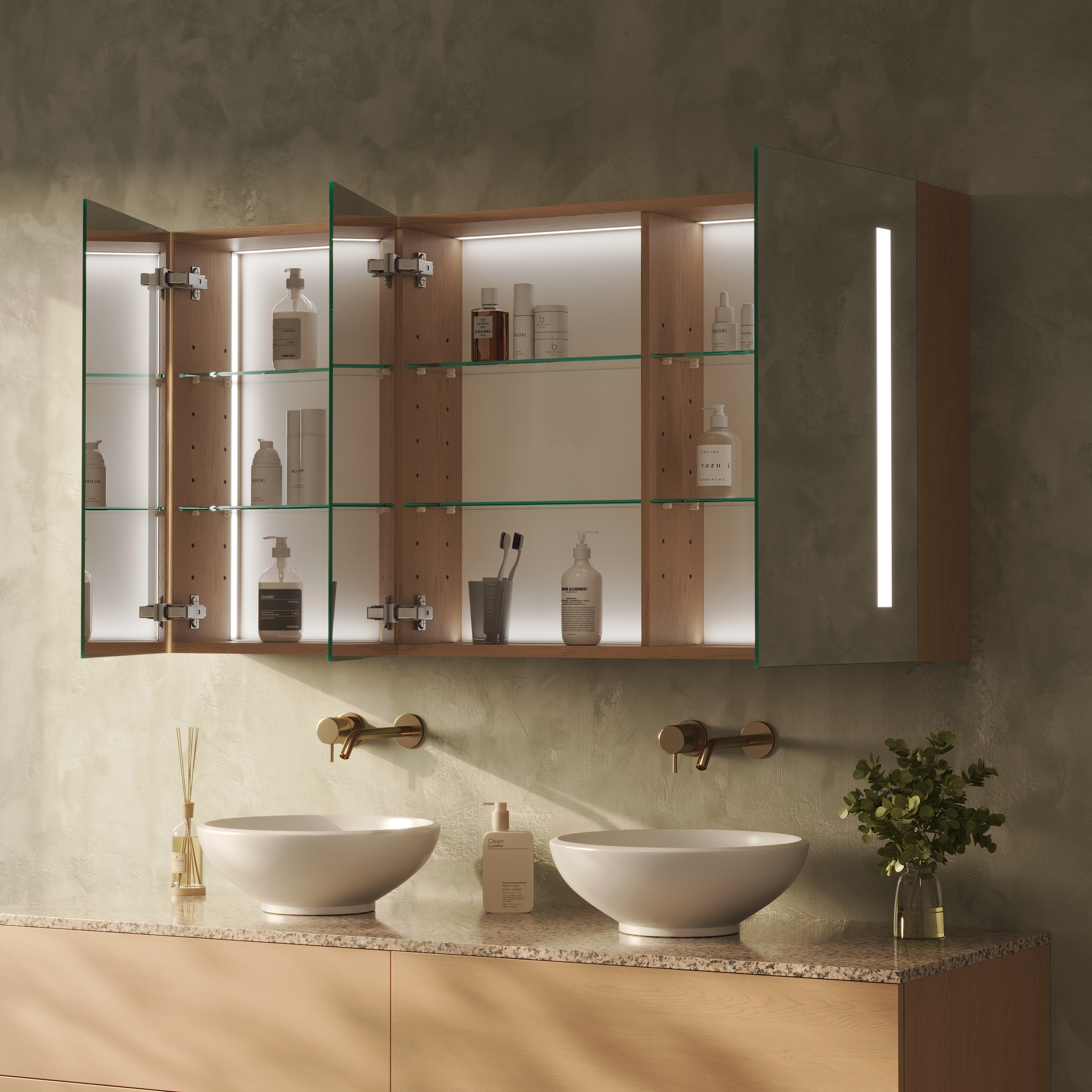 Spiegelschrank fürs Bad mit Beleuchtung - Noera links rechts – Bild 4