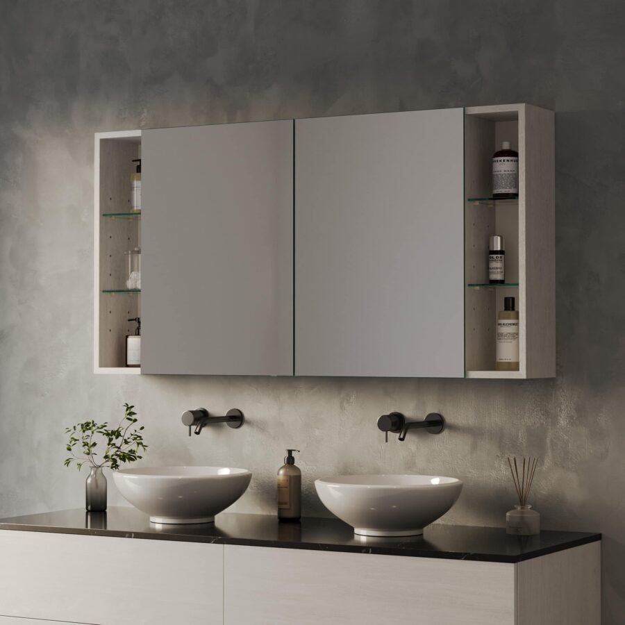 Spiegelschrank fürs Bad mit seitlichen Fächern - Cristal