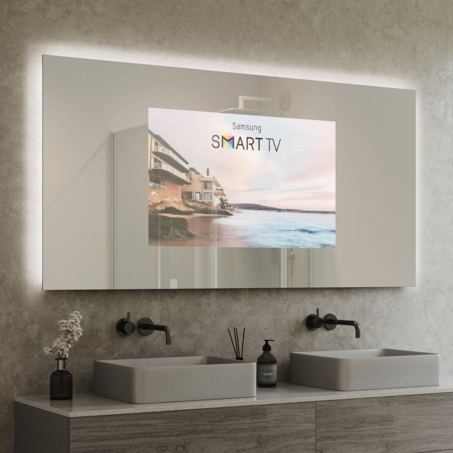 TV Spiegel mit Hintergrundbeleuchtung - Aurea links oben rechts