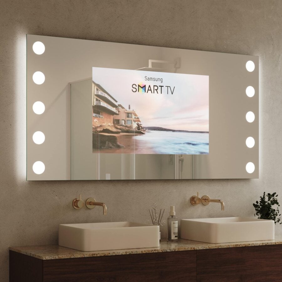 TV Spiegel mit Beleuchtung - Hollywood Dice links rechts