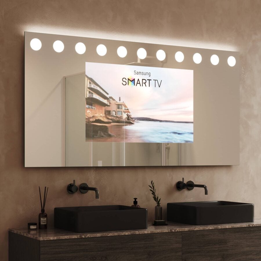 TV Spiegel mit Beleuchtung - Hollywood Dice oben