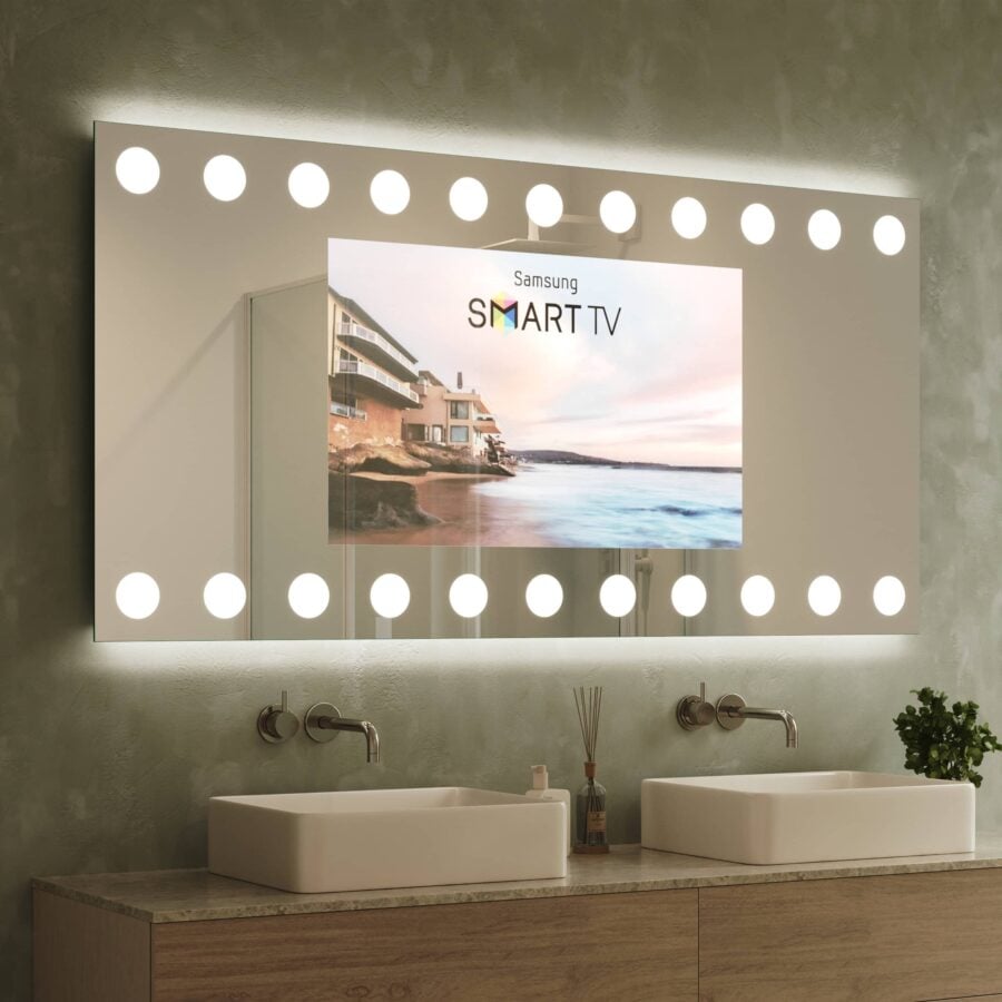 TV Spiegel mit Beleuchtung - Hollywood Dice oben unten