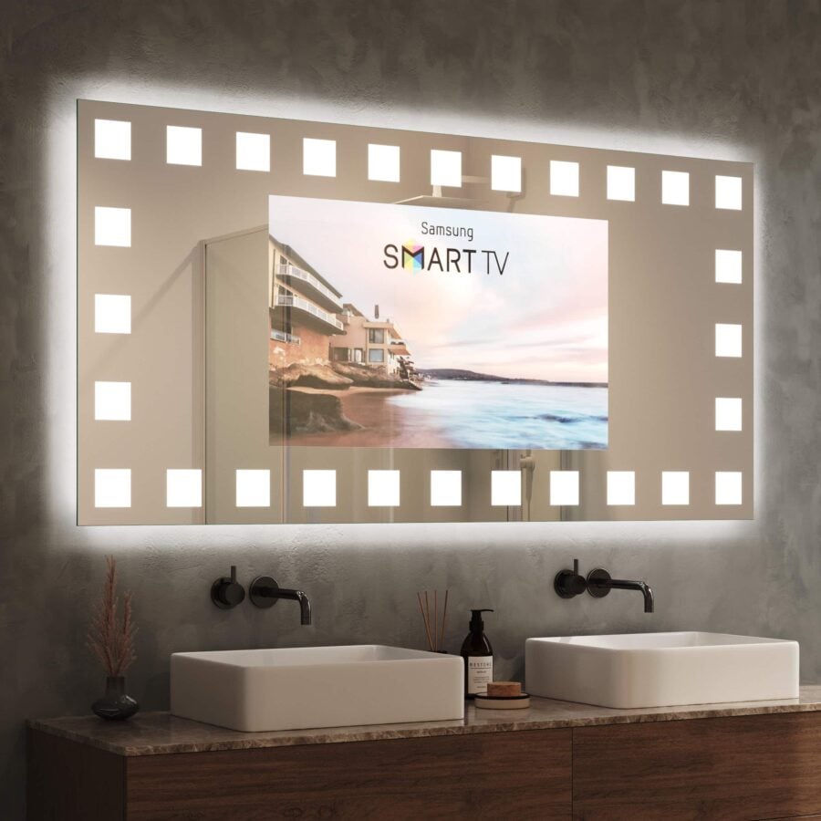 TV Spiegel mit Beleuchtung - Hollywood Dice rundherum