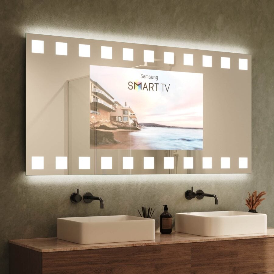 TV Spiegel mit Beleuchtung - Hollywood oben unten