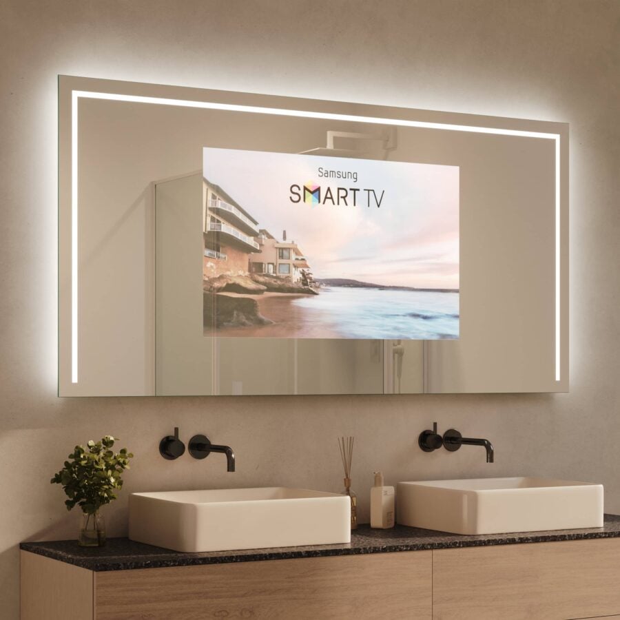 TV Spiegel mit Beleuchtung - Modena links oben rechts