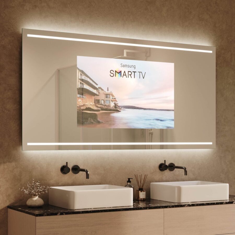 TV Spiegel mit Beleuchtung - Modena oben unten