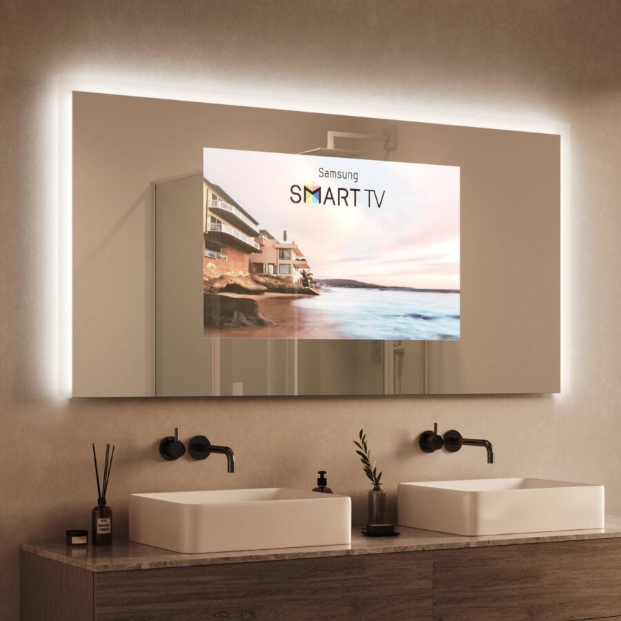 TV Spiegel mit Beleuchtung - Noemi links oben rechts