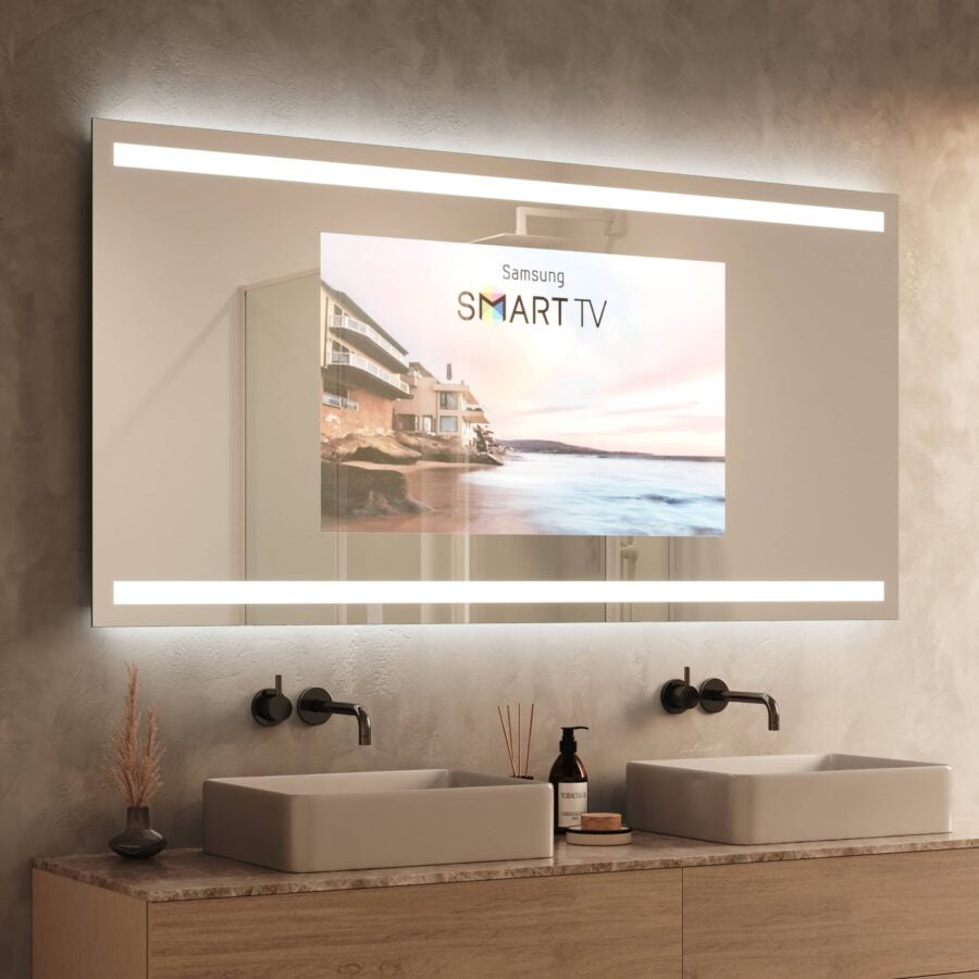 TV Spiegel mit Beleuchtung - Noera oben unten